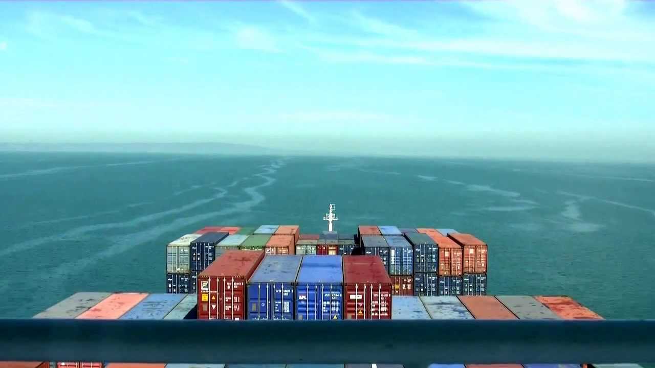 Container ship departs Melbourne