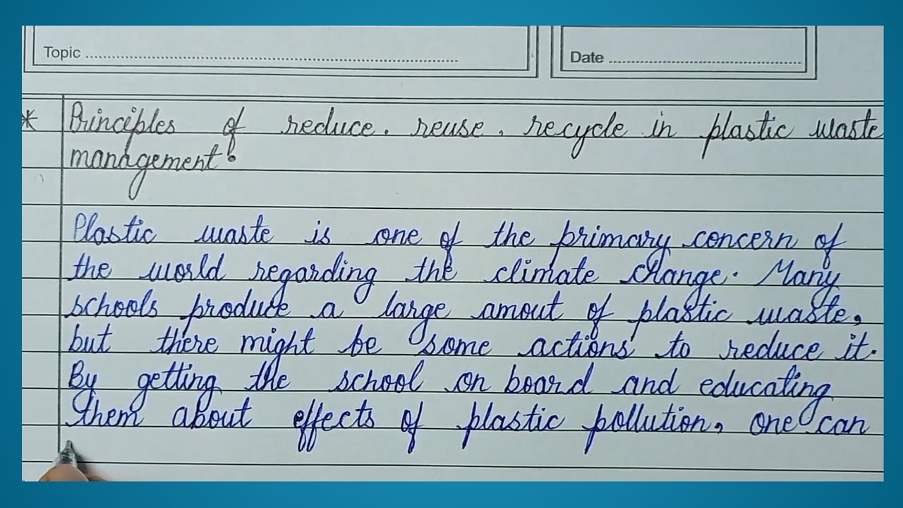 Write an essay on reduce, reuse, recycle, in plastic waste management || Plastic waste || writing