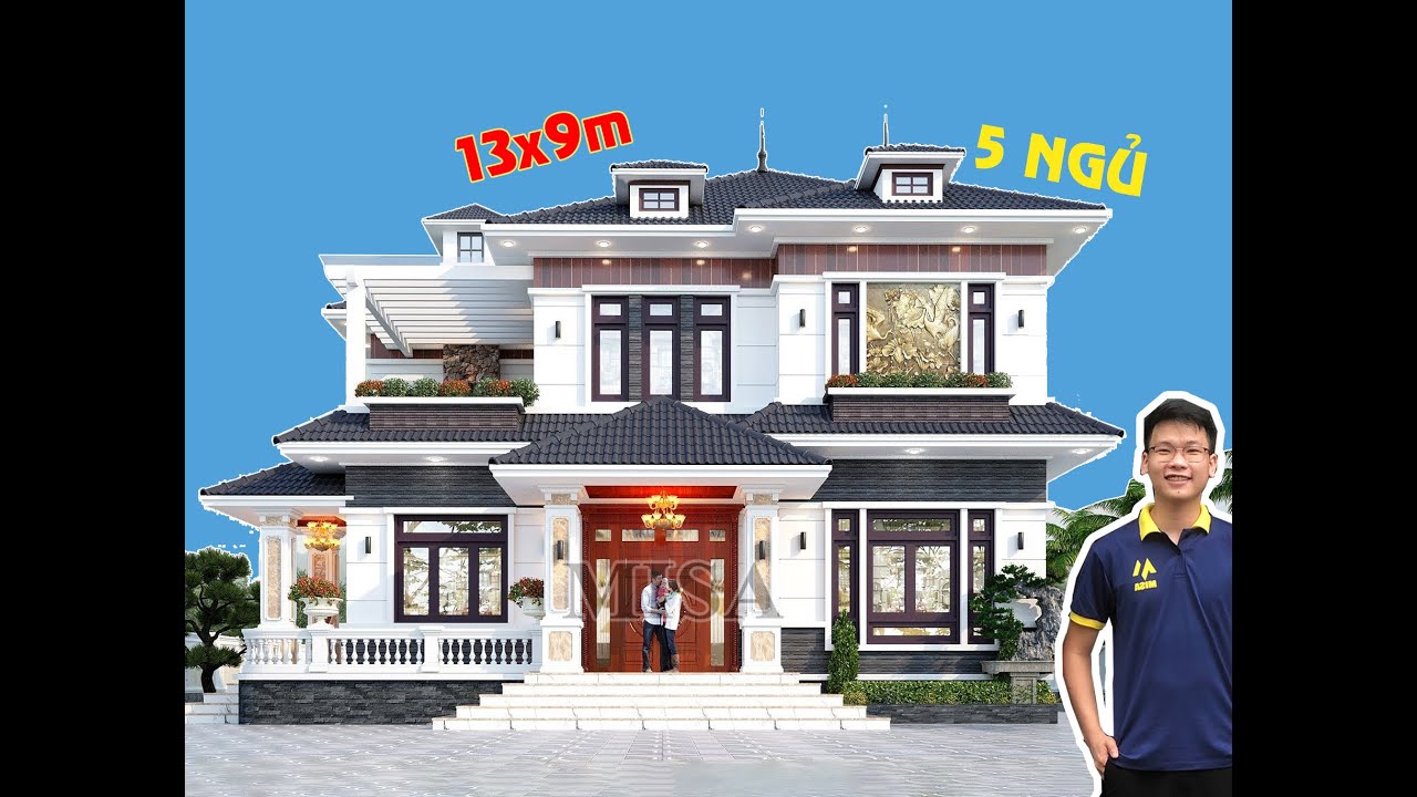 Xem ngay mẫu nhà mái nhật 2 tầng 13x9m với công năng 5 phòng ngủ sang trọng đẳng cấp đầy tiện nghi