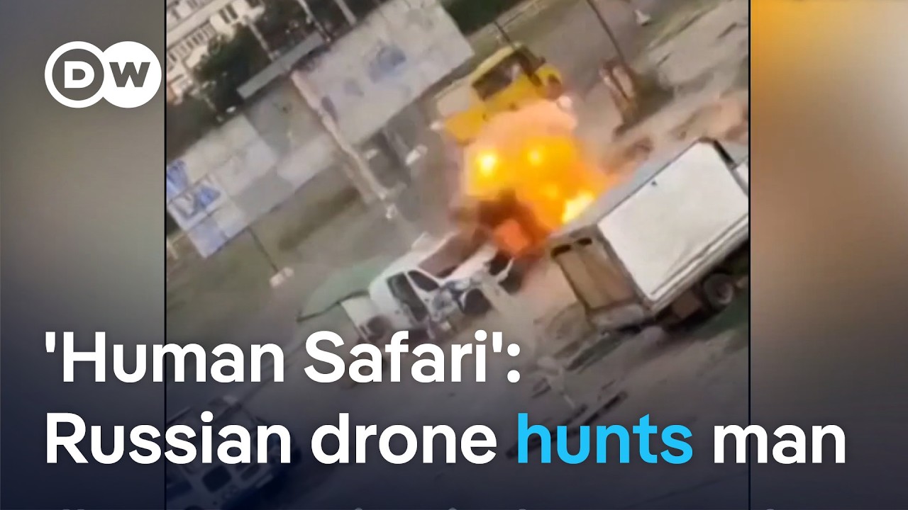 Video shows Russian drone taunting and attacking Ukrainian civilian | DW News