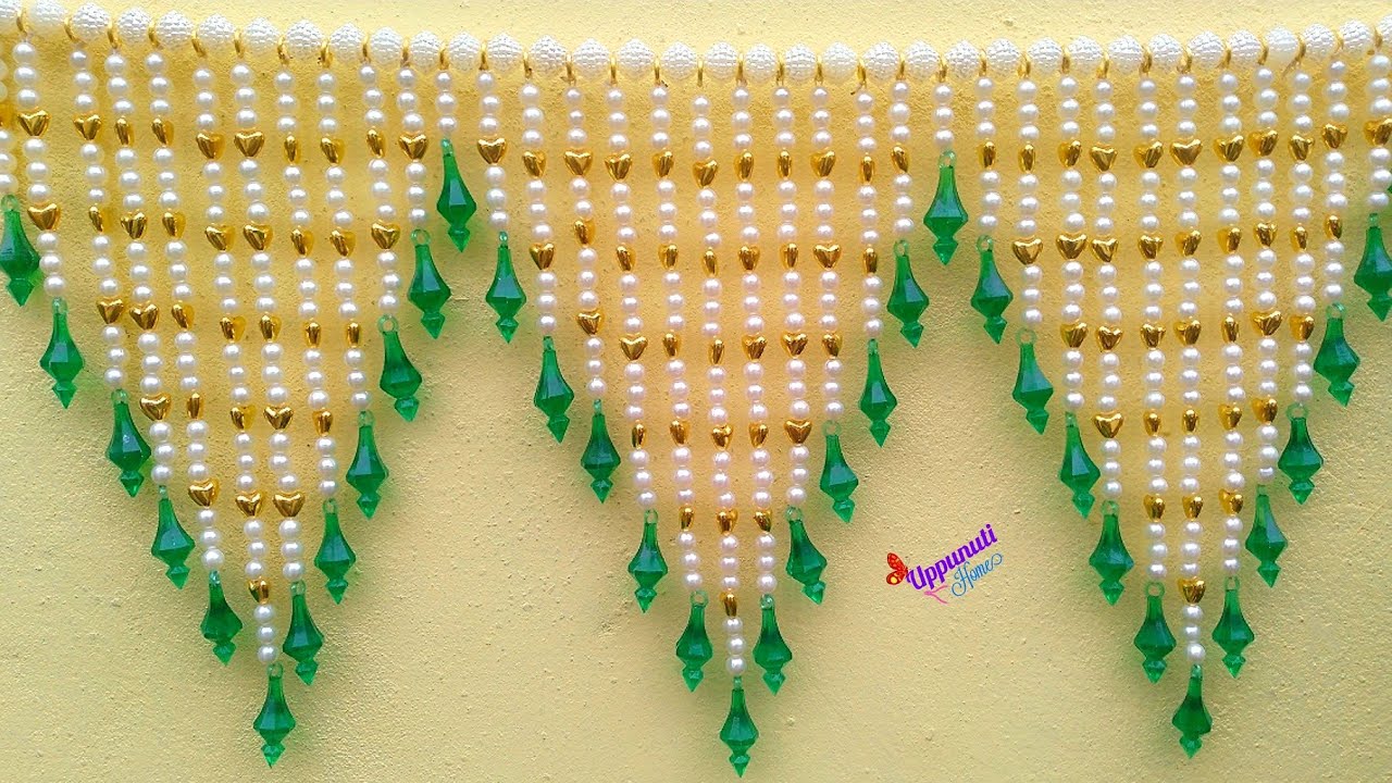DIY | Simple And Beautiful Pearl Door Hanging Making At Home | Pearl Toran Hanging | uppunutihome