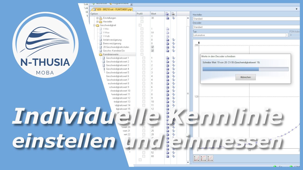 Steuerung - TrainController: Einstellen und einmessen einer indiv. Kennlinie | Bürobahn in Spur N