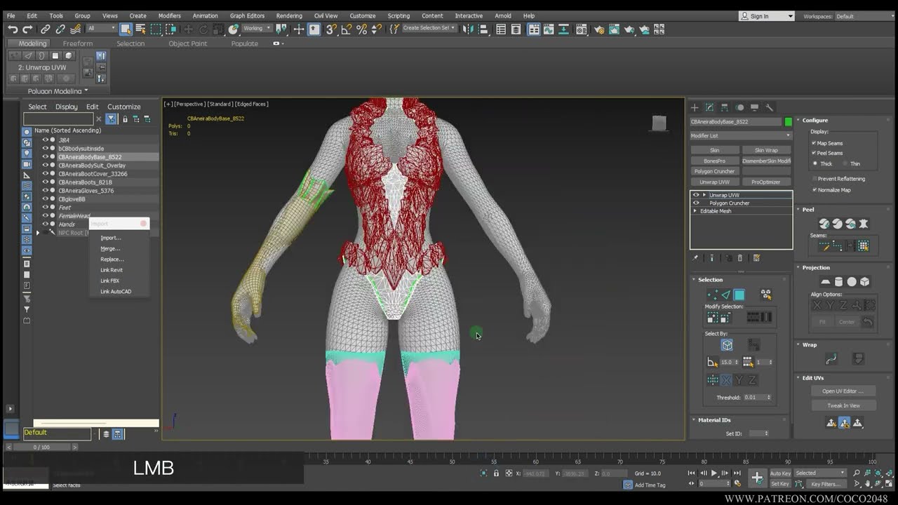 2: Import DAZ outfits into 3dsmax and fixing the meshes
