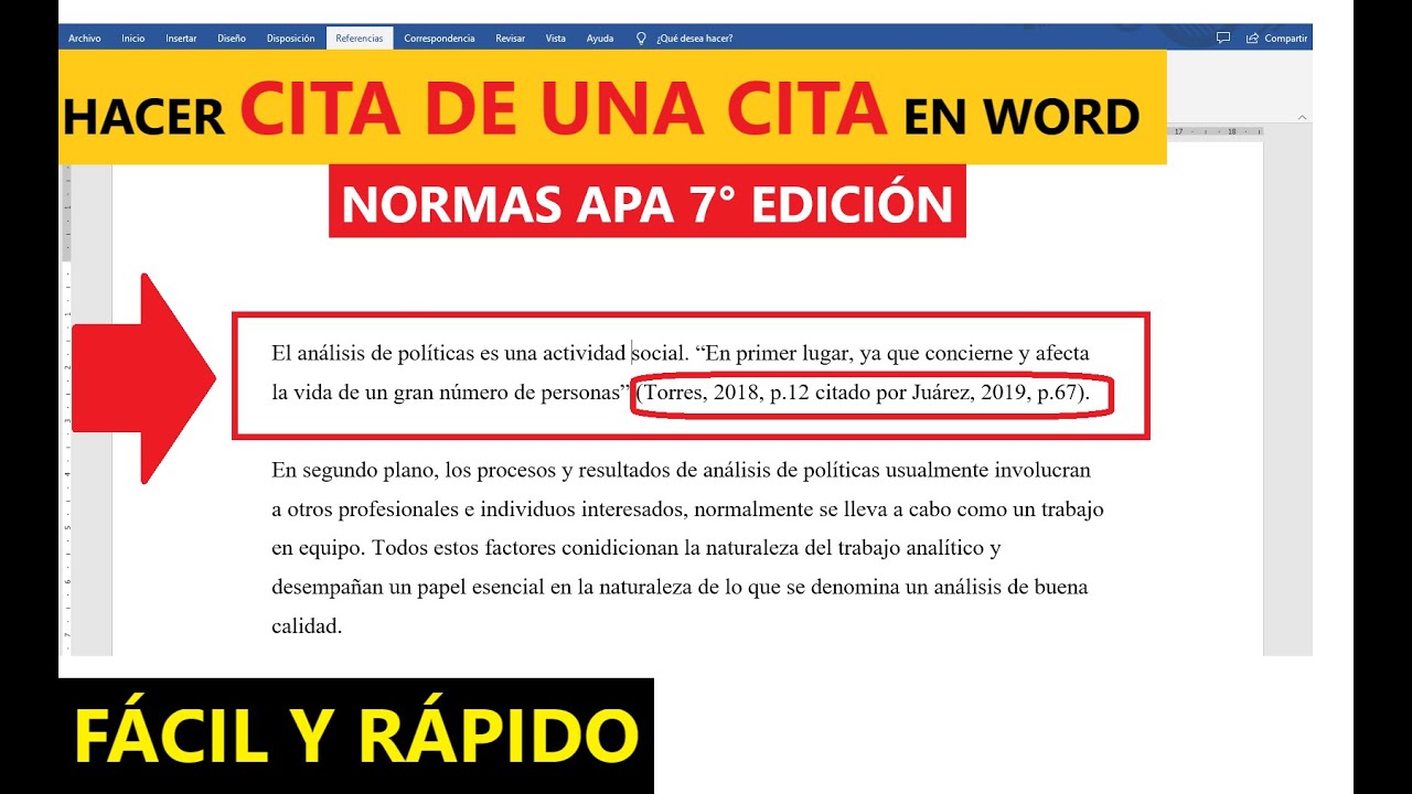 C&Oacute;MO HACER UNA CITA DE UNA CITA EN WORD PASO A PASO CON EJEMPLO | NORMAS APA 7ma. ED.