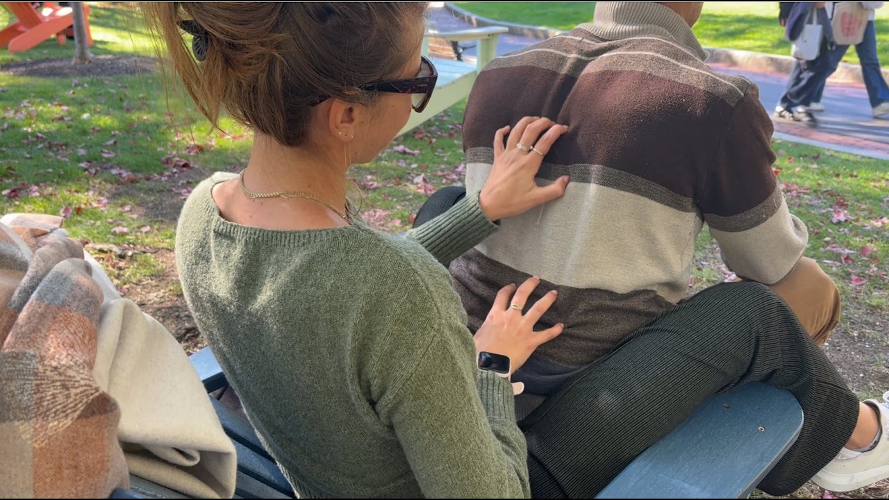 Ticklish Back Scratching ASMR in a Park in Boston with Street Sounds - no tools