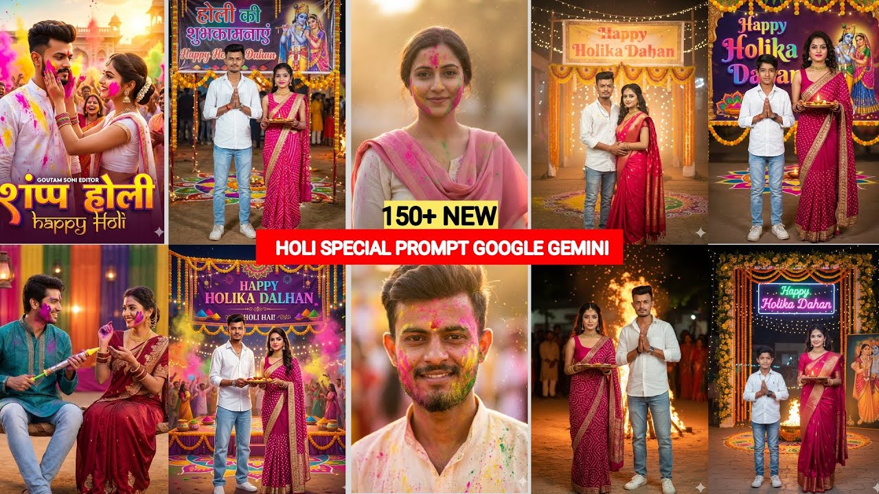 Holi Ai Photo Editing Gemini Prompts | Google Gemini Holi Photo Editing Prompts | Holi Photo Editing