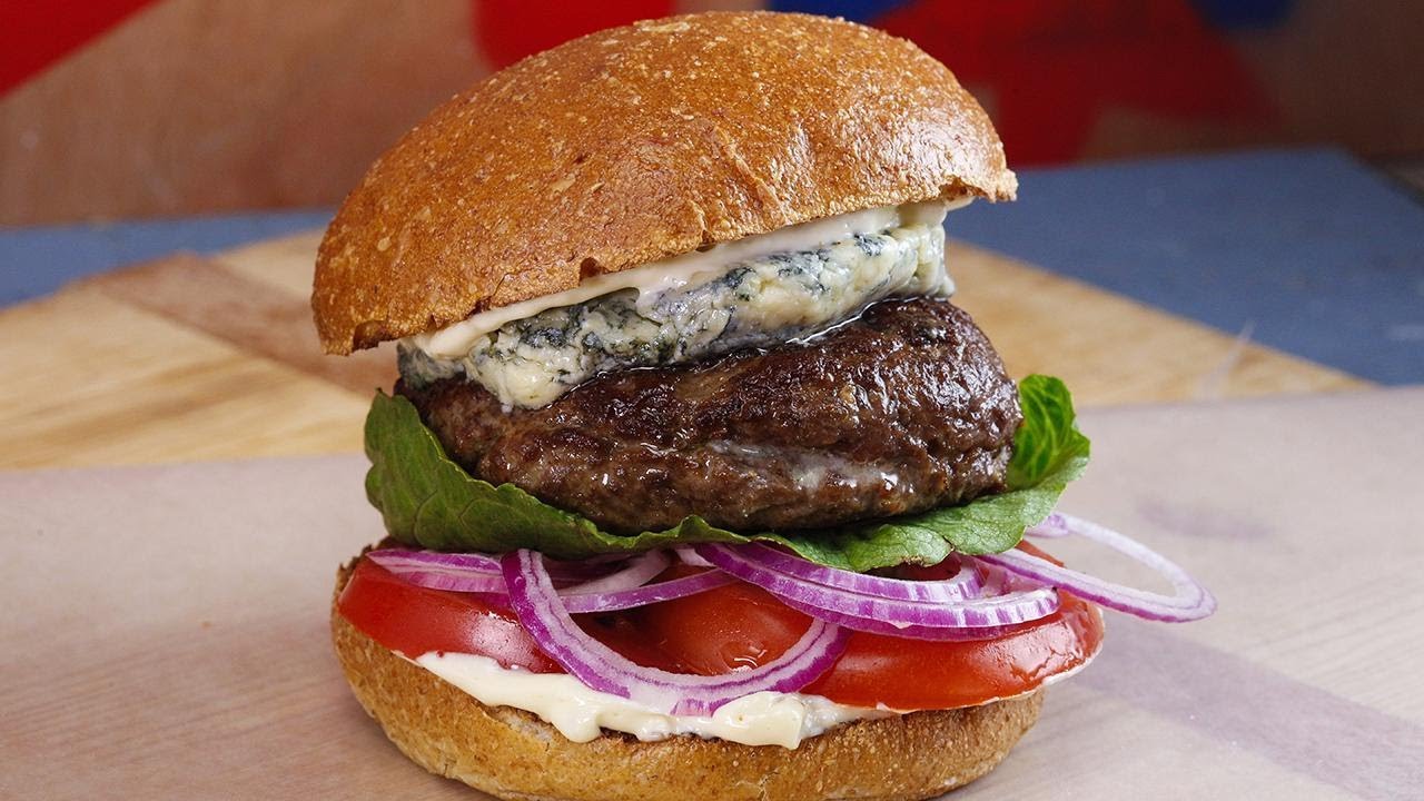 Emeril's Kicked Up Blue Cheese-Stuffed Hamburgers
