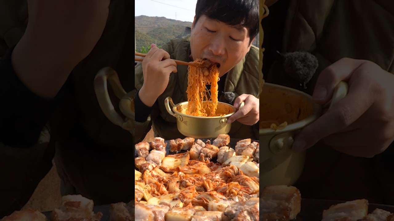 비빔면과 삼겹살의 환상의 궁합! #먹방 #shorts #요리