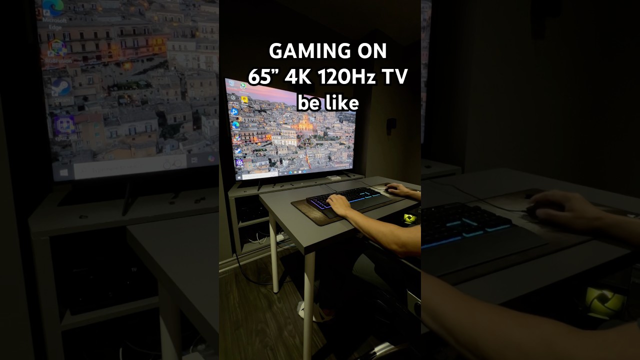 It&rsquo;s almost illegal for PC gamers to play on a Tv 😂#shorts #pc #gaming #gamingsetup #desksetup