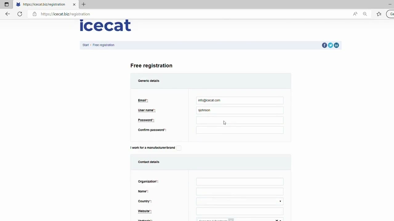 How to register for Icecat