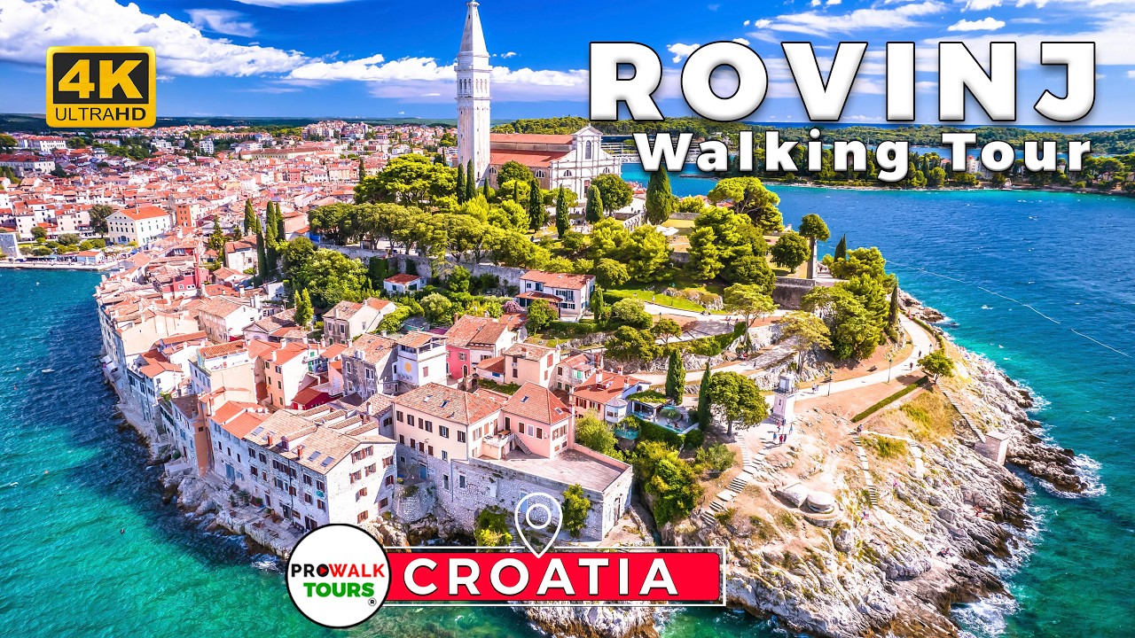 Croatia Walking Tour 🇭🇷 | Full Rovinj City Walk with Drone Intro & Historic Sites [4K 60pfs|