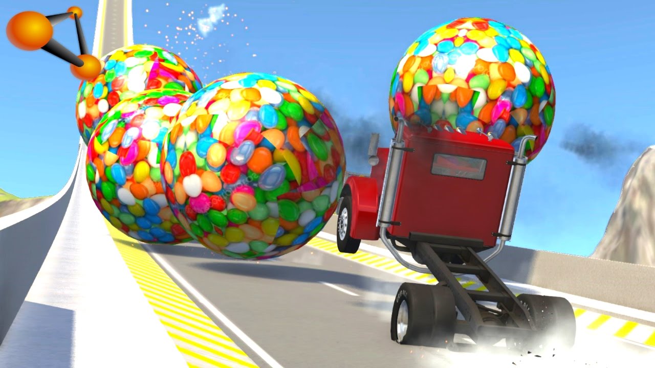 BeamNG.drive - Giant Candy Balls vs Сars