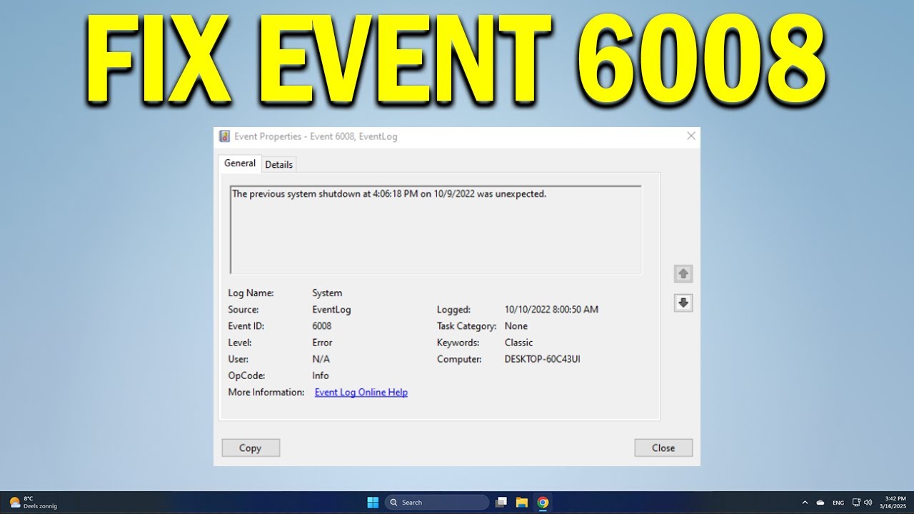 Как исправить ошибку &laquo;ID события 6008&raquo; после неожиданного завершения работы Windows &mdash; быстрое реш...
