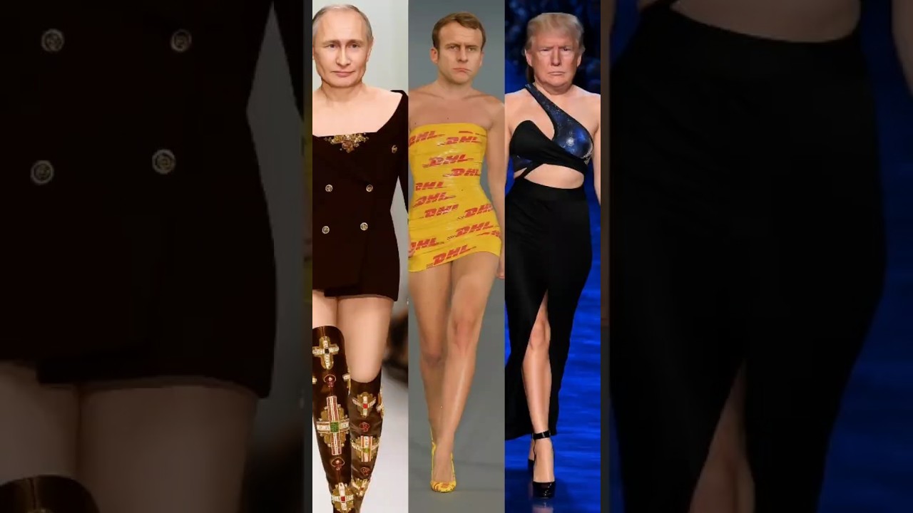 Trump, Macron & Putin As Fashion Models #shorts #trump #macron #putin#ai #fashion #funny #meme#dance