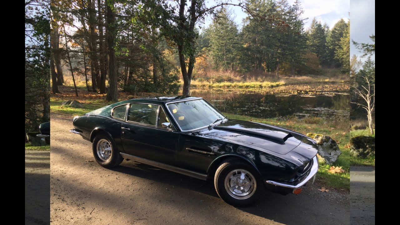 Country drive in a classic 1976 Aston Martin