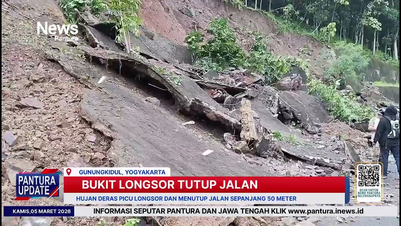 Tebing bukit di Gunungkidul Yogyakarta longsor tutup akses jalan