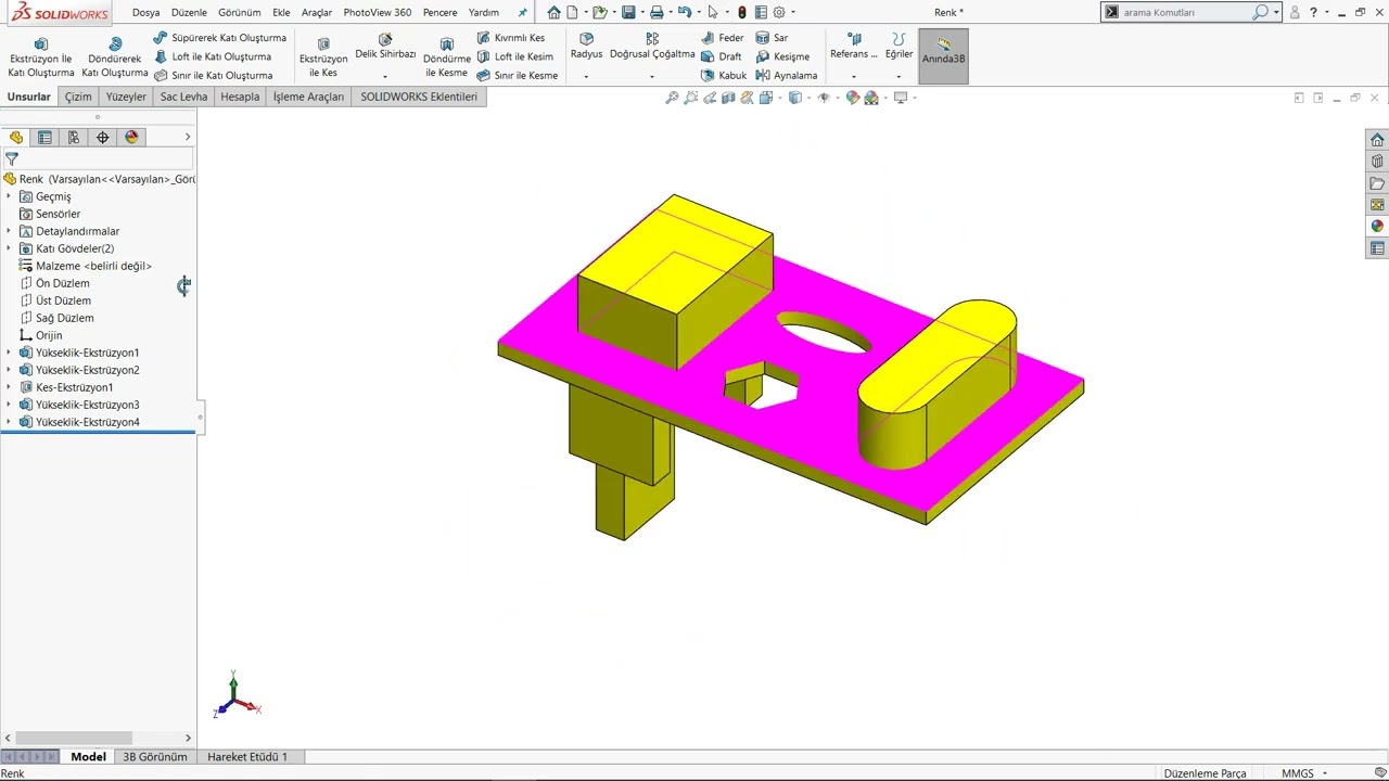03-Özellikler_Parçalara_Renk_Verme - Solidworks Eğitim