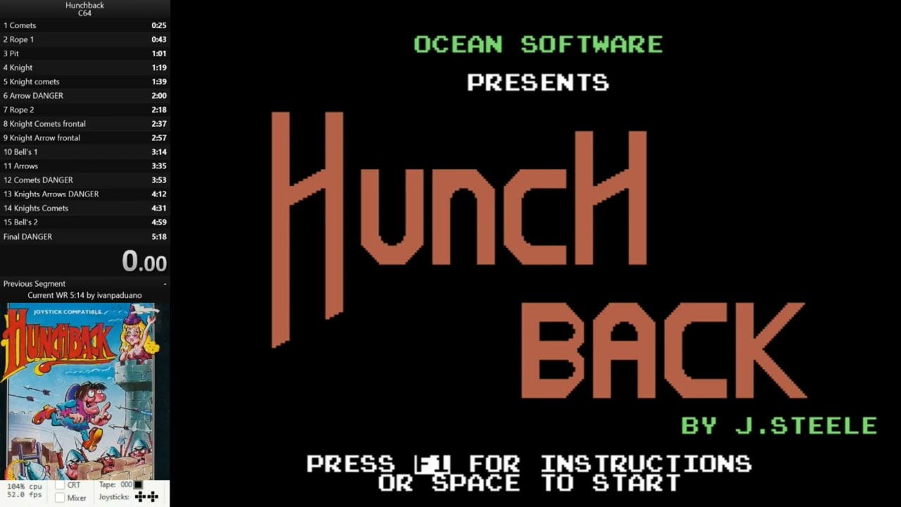 Hunchback (C64) Speedrun in 5:12 [WR]