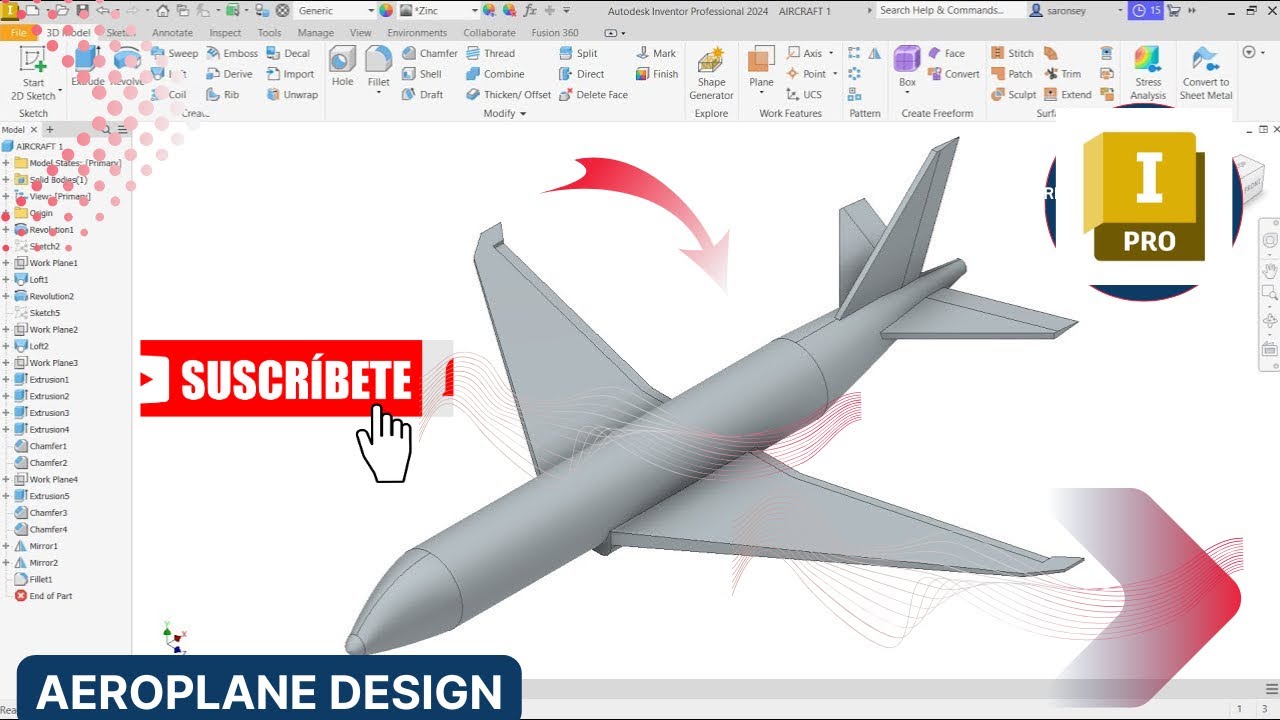 How to Model an Aircraft in Autodesk Inventor | Full 3D CAD Tutorial