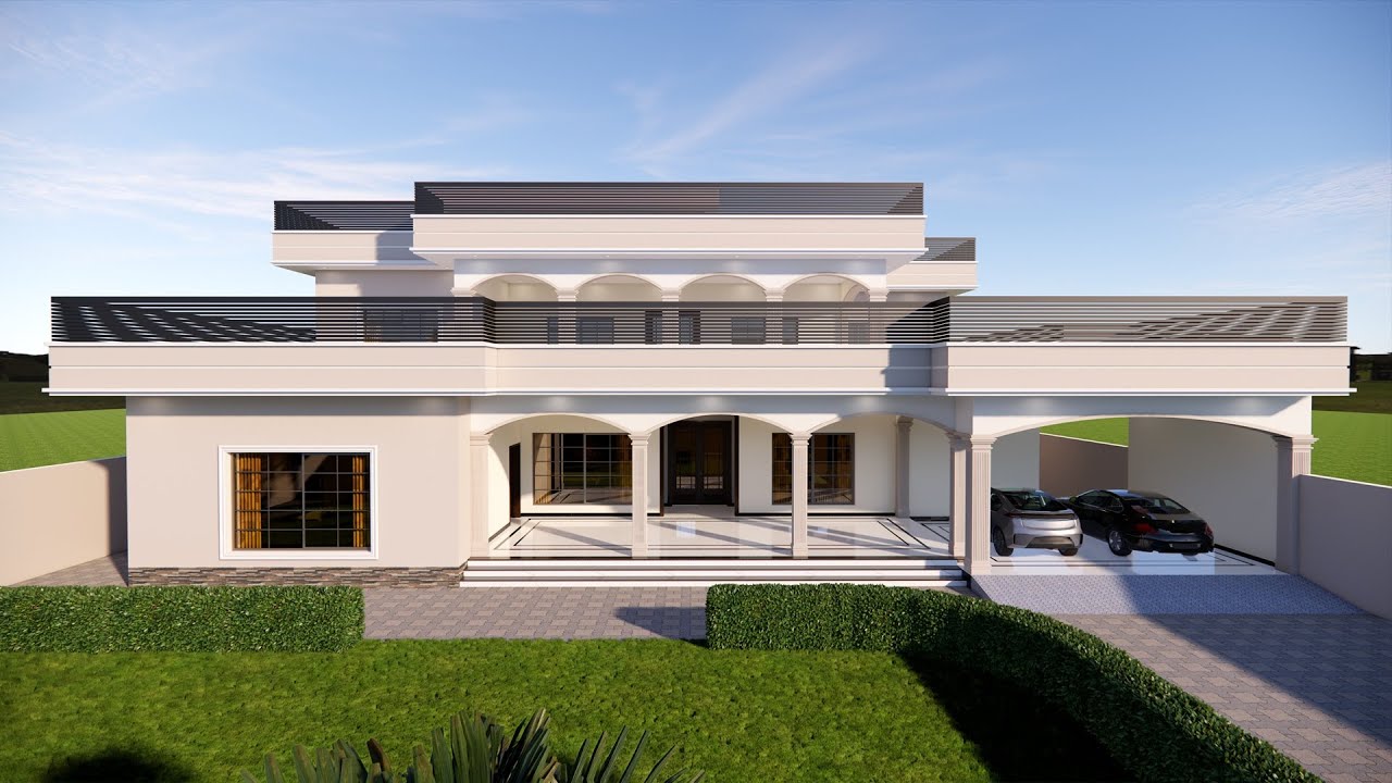 2 Kanal house design in Paksitan | 8 Bedrooms house design | Two-story modern house design