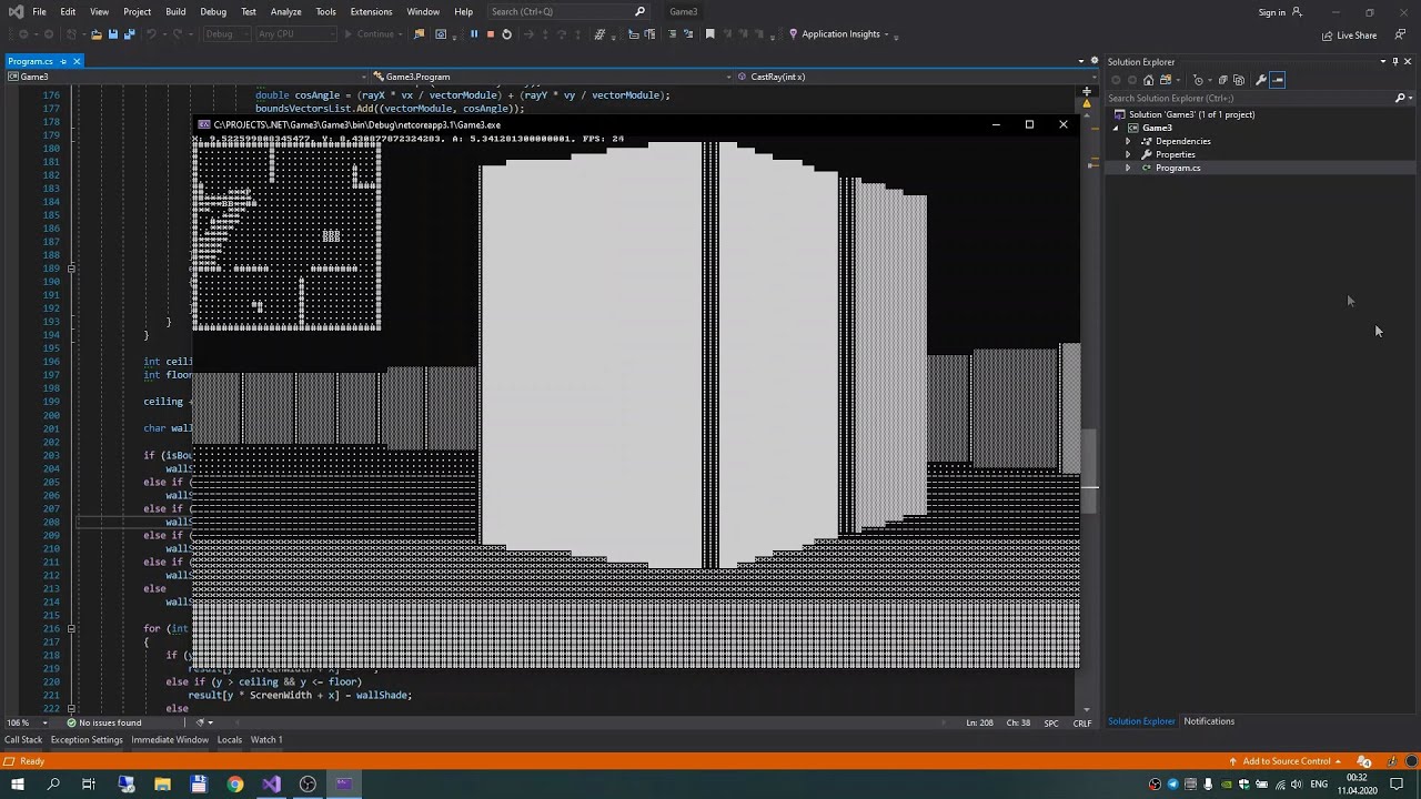 C# 3D шутер в консоли / .NET Console 3d fps