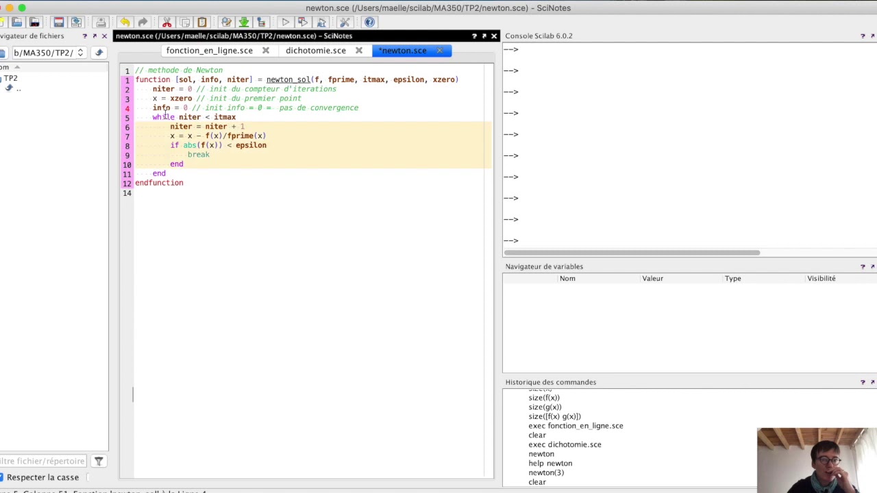 Maths avec Scilab : méthode de Newton
