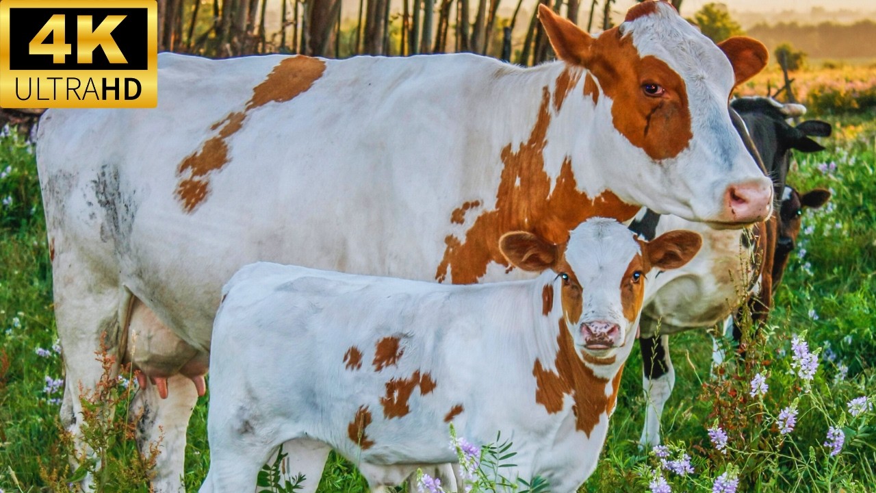 4K Barn Animals Video With Peaceful Relaxing Music | Farm Animals 4k