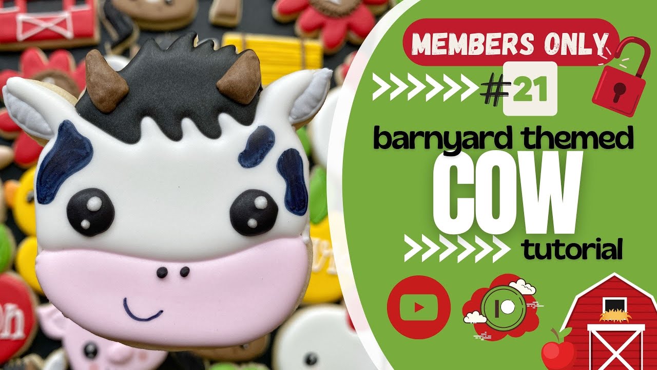Member Exclusive #21 | 🐮🍎🚜 | Barnyard Cow Sugar Cookie Decorating Tutorial