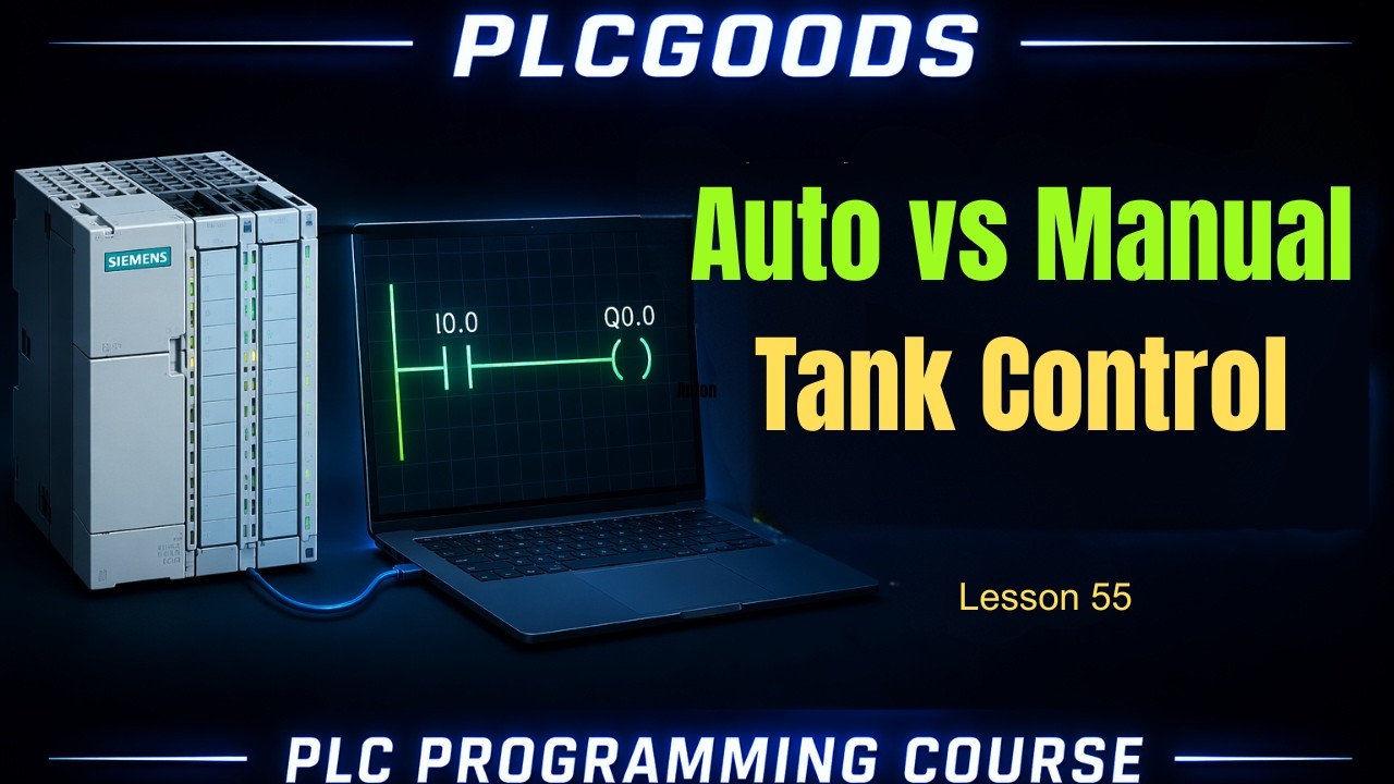 PLC Timer Project Tutorial Automatic & Manual Tank Fill Control | L 20