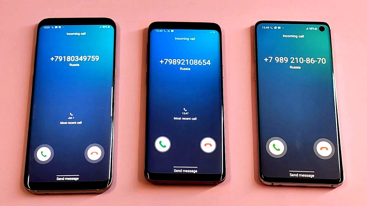 Samsung Galaxy S8+, Samsung Galaxy S9, Samsung Galaxy S10 Incoming call & outgoing call