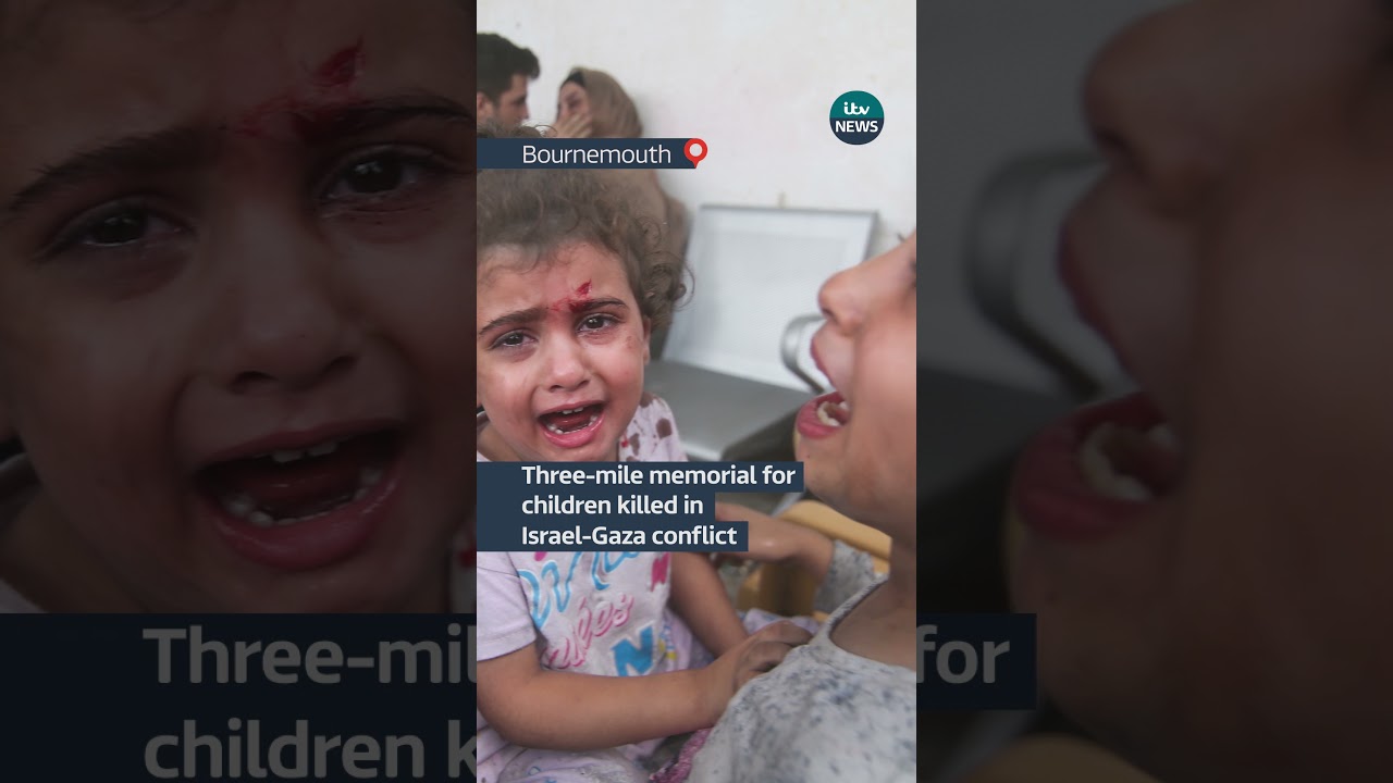 Three-mile memorial for children killed in Israel-Gaza conflict #israel #gaza #itvnews #news