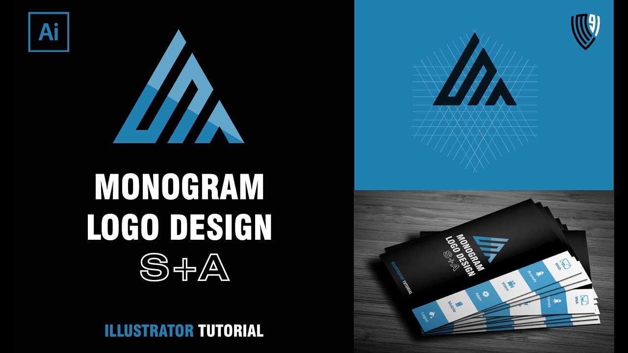 SA Monogram Logo Design Triangular Shape | Adobe Illustrator Tutorial