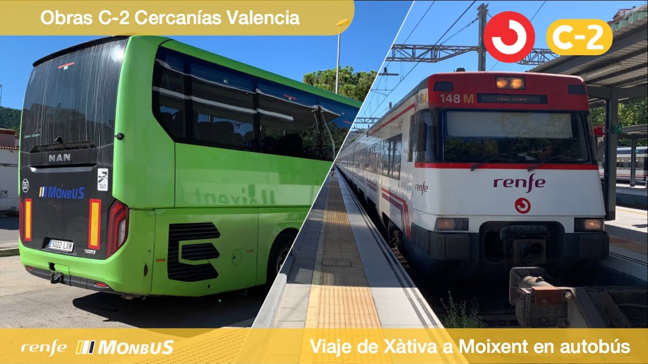 Viaje de Xàtiva a Moixent en autobús | Obras C-2 Renfe Cercanías Valencia