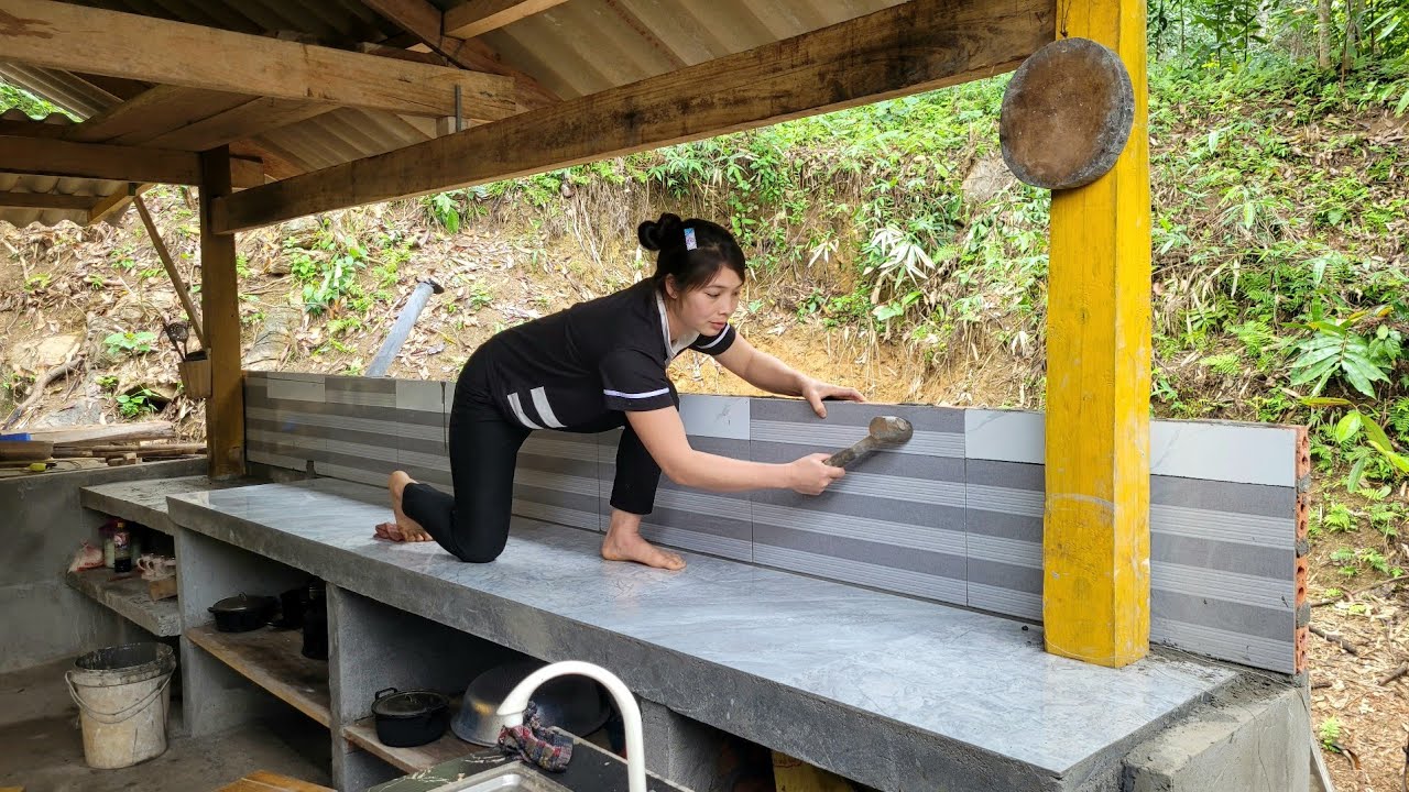 This is a compilation video of building and finishing a kitchen countertop - Lý Lưu Linh