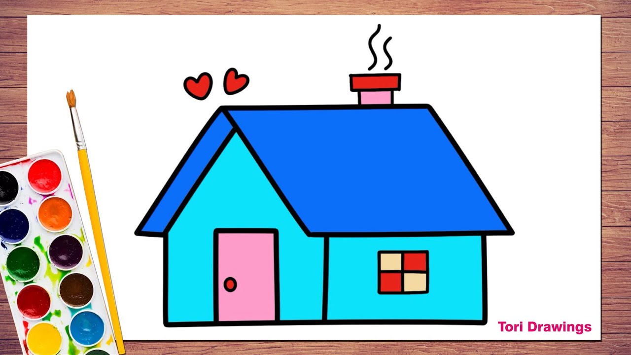 Как нарисовать дом шаг за шагом | Простой и красивый рисунок дома 🏠 | Легкое рисование дома