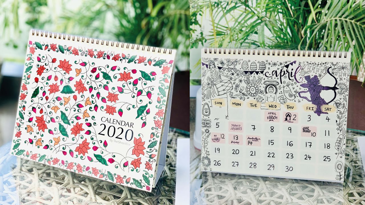 Hand Illustrated Calendar 2020 with festivals