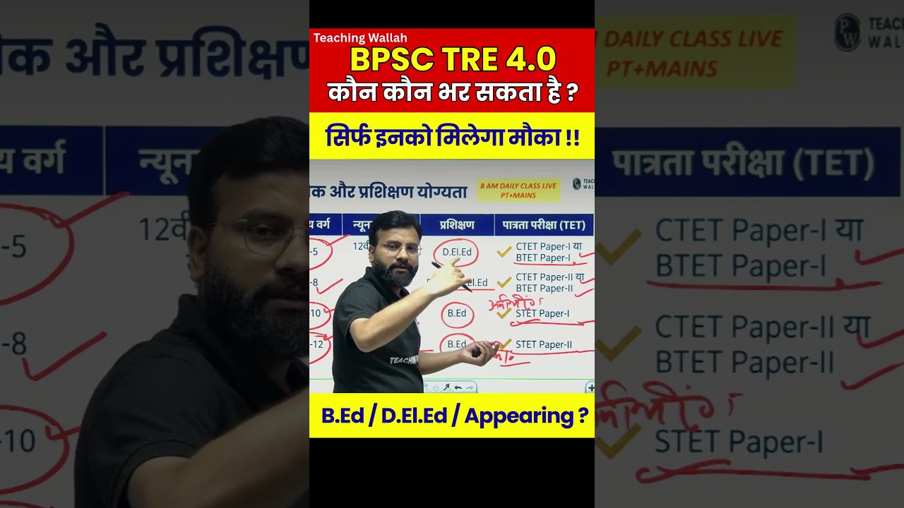BPSC TRE 4.0 Eligibility 2026 | BPSC TRE 4.0 Appearing Eligibility 2026 #Shorts #BPSCTRE4