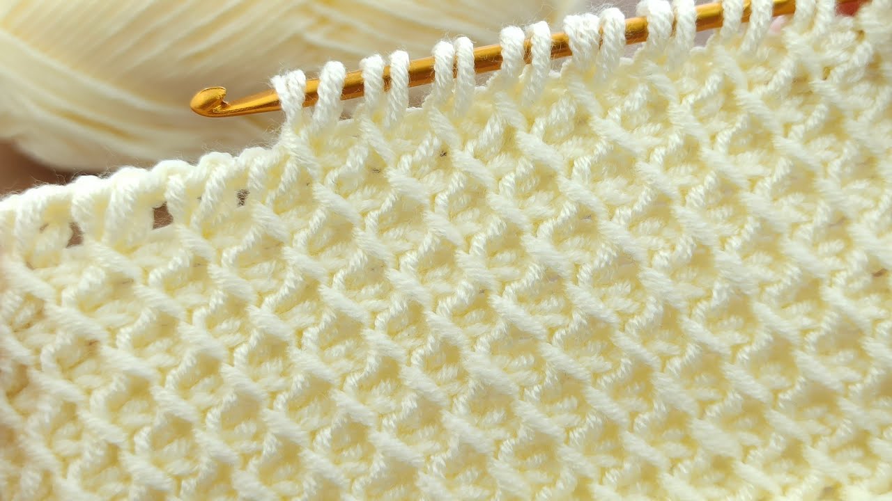 Wonderful💯👌~Trend~ *Tasarım* *Super easy tunisian* knitting pattern online tutorial for new learners