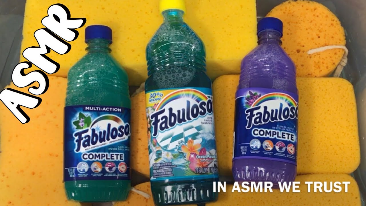 ASMR 🌈 3 Bottles of Fabuloso - Sponge Squeezing - Suds Overload - Oddly Satisfying Video for Sleep