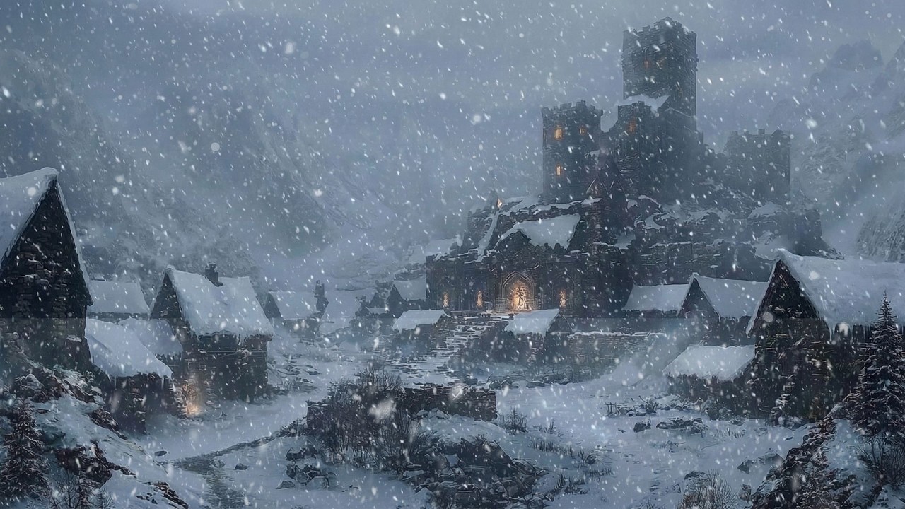 Frozen Castle Blizzard Night ❄️🌨️ Howling Wind & Snowstorm Sounds for Deep Sleep