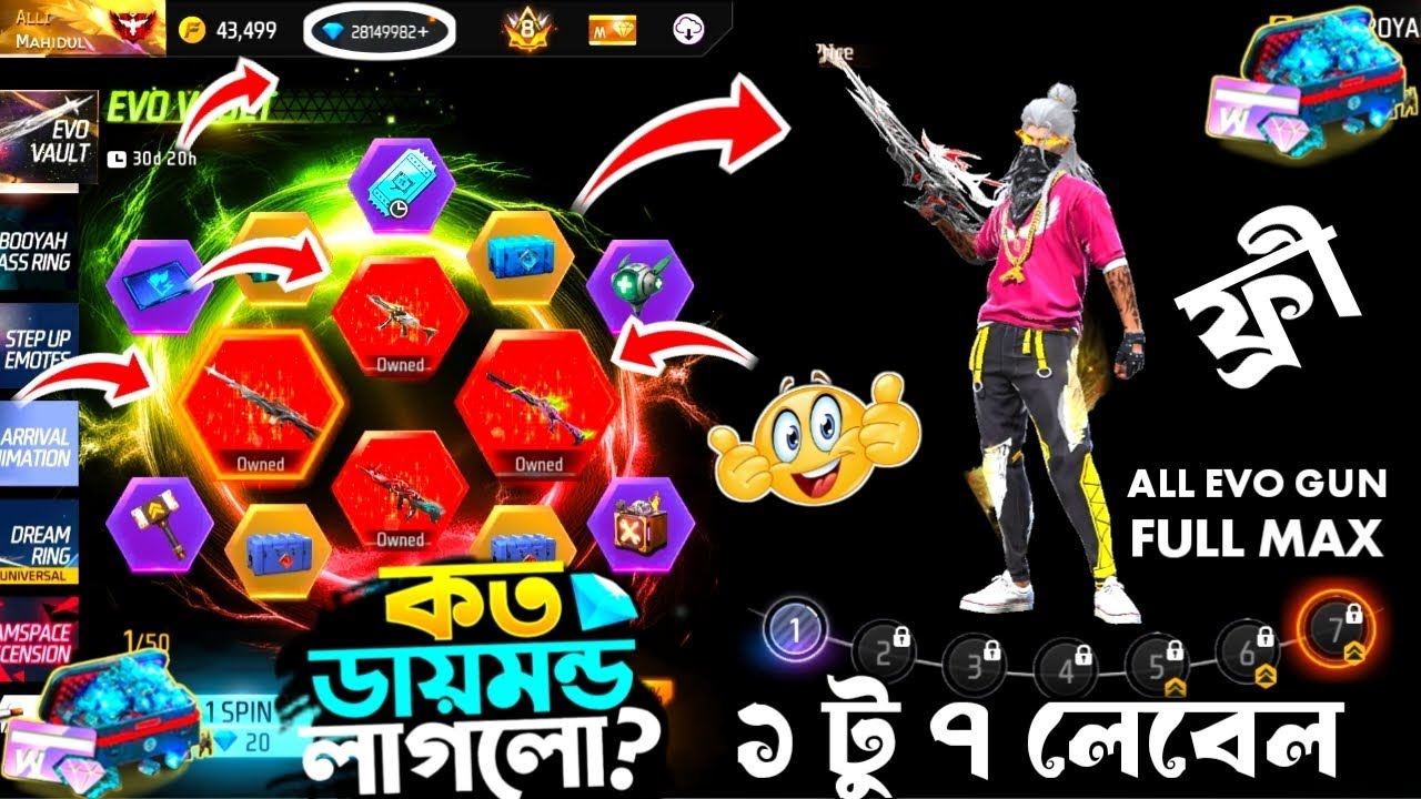 New Evo Vault Event Free Fire All Evo Gun Full Max Totally কত ডায়মন্ড লাগলো #bnlalli