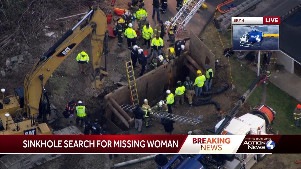 Rescue effort continues for woman who may have fallen into 30-foot sinkhole in Westmoreland County