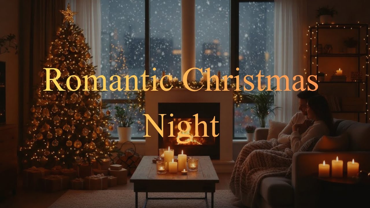Romantic Christmas & Winter Night ASMR ❄️ Cozy Indoor Fireplace Ambience