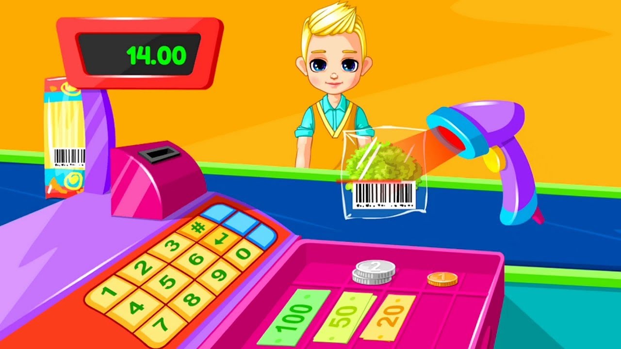 Supermarkt Spiel 🛒 Einkaufen & Kassieren spielen 🛒 Kinder App