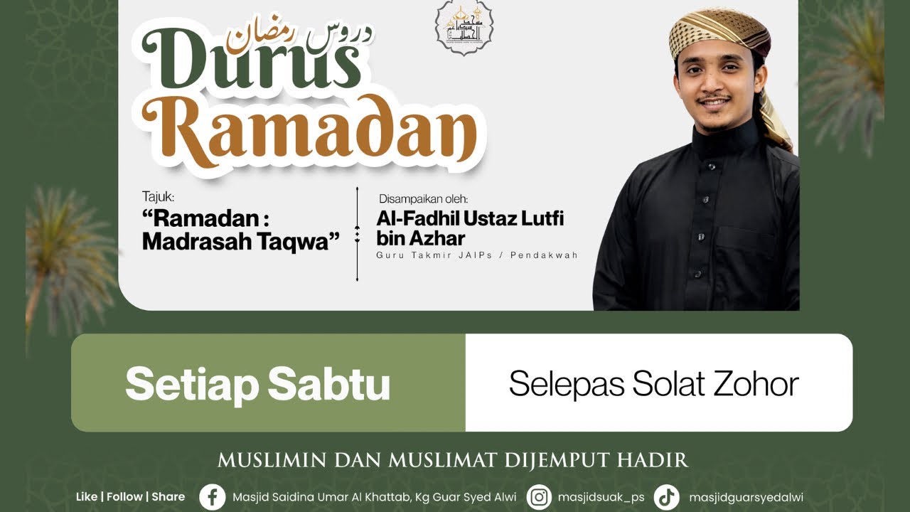 (LIVE) 28.2.2026 Ramadan : Madrasah Taqwa | Ustaz Lutfi Azhar