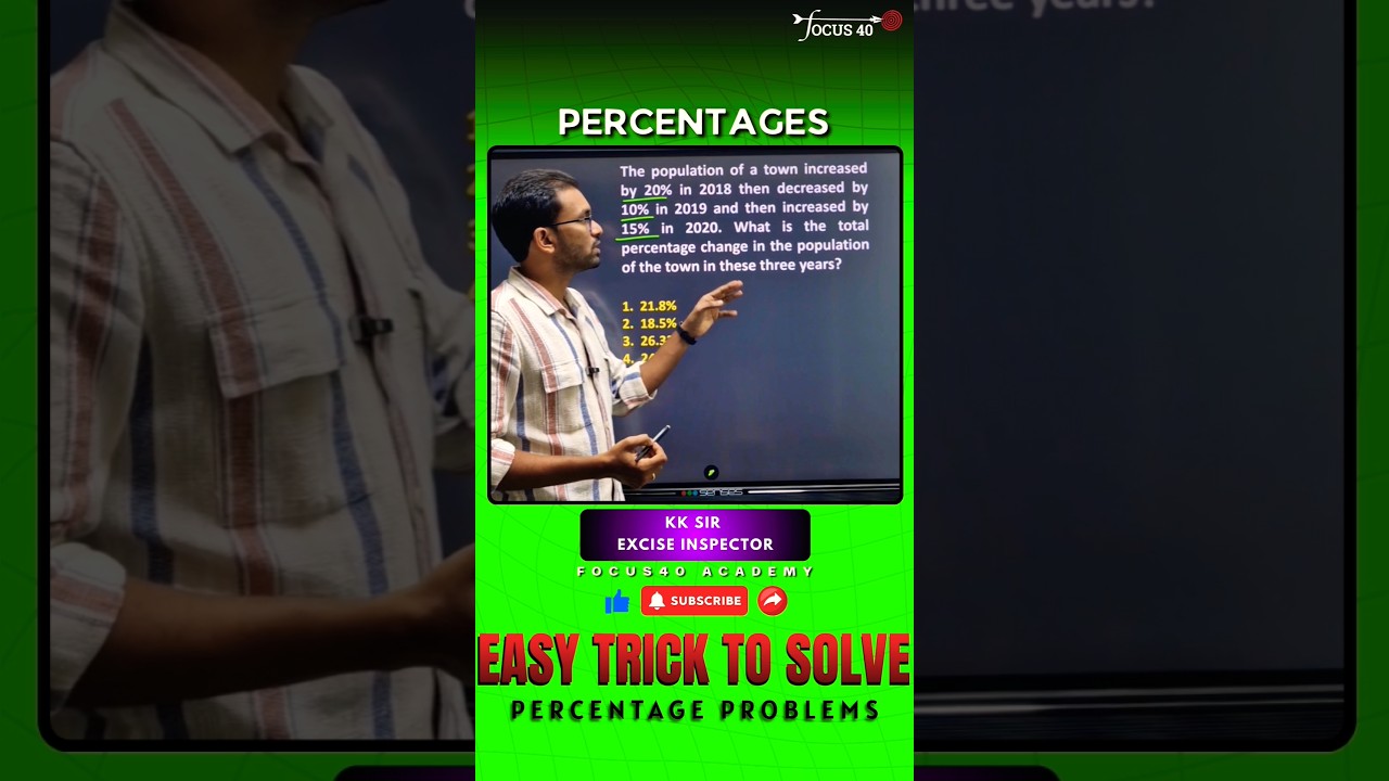 🔥 Easy Trick to Solve Percentage Problems in Seconds | Excise Inspector KK Sir | Focus40 Academy