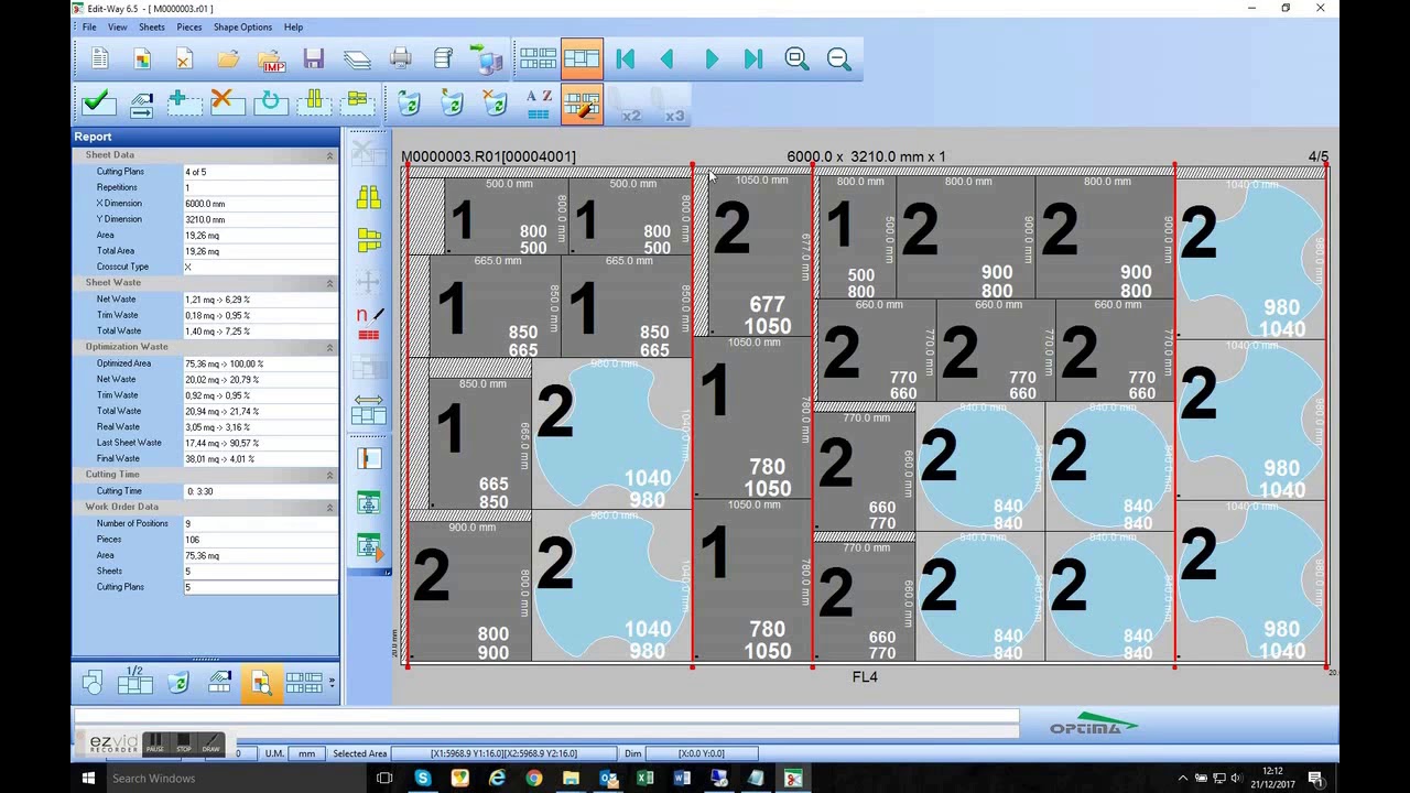 OPTIMA - Edit Way 6.5 - Optimization Software for Glass Cutting Machine