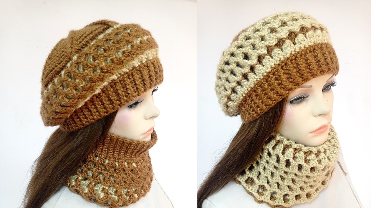 Como tejer la Boina N° 54 REVERSIBLE a crochet en punto nido de abeja para niñas y damas paso a paso