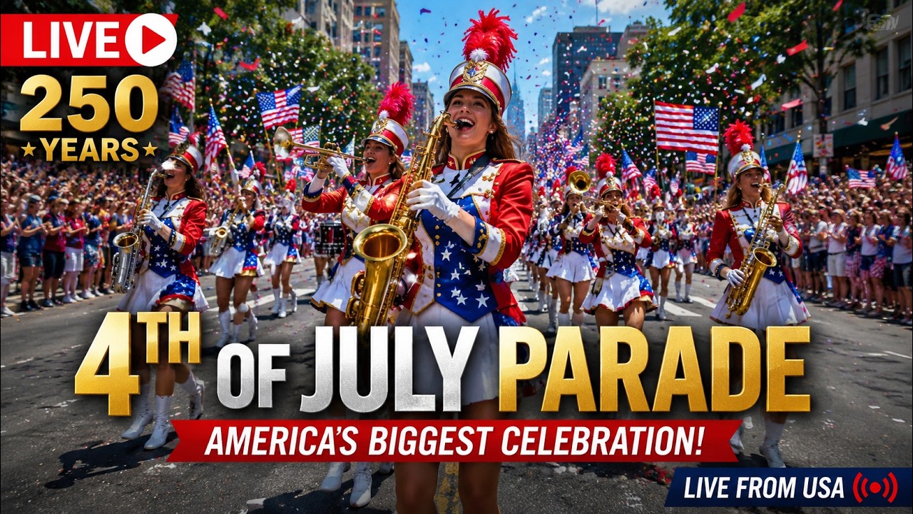 🔴 LIVE: America&rsquo;s Biggest 4th of July Parade 2026 🇺🇸 | 250 Years of Freedom! 🎆