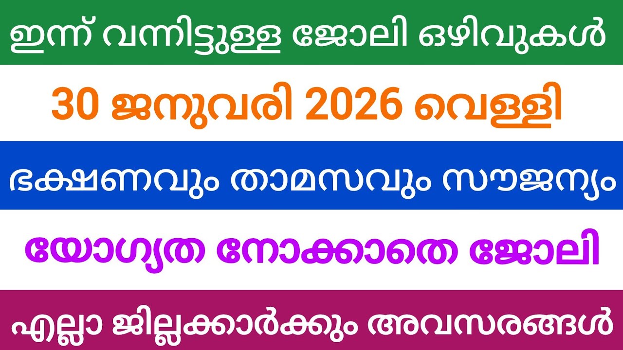 ഇന്ന് വന്ന ജോലി അവസരങ്ങൾ| kerala job vacancy today | latest job vacancy in kerala | job vacancy 2024
